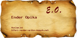 Ender Opika névjegykártya